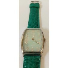 VINTAGE Mondia ανδρικό ρολόι με ασημένιο καντράν και πράσινο τυρκουάζ δερμάτινο λουράκι (VIN62 - 1-572-9)